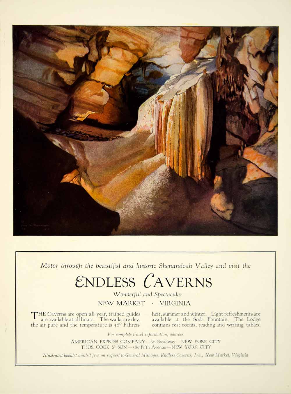 1930 Ad Travel Shenadoah Valley Mountains Virginia American Express Thos YNM1