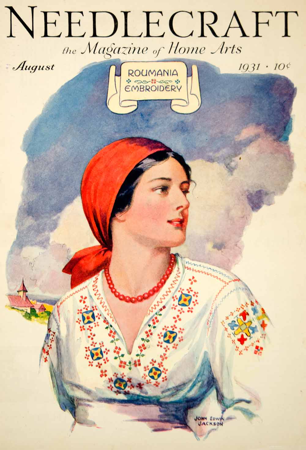 1931 Cover Needlework John Edwin Jackson Folk Art Romania Embroidery Dress YNM6