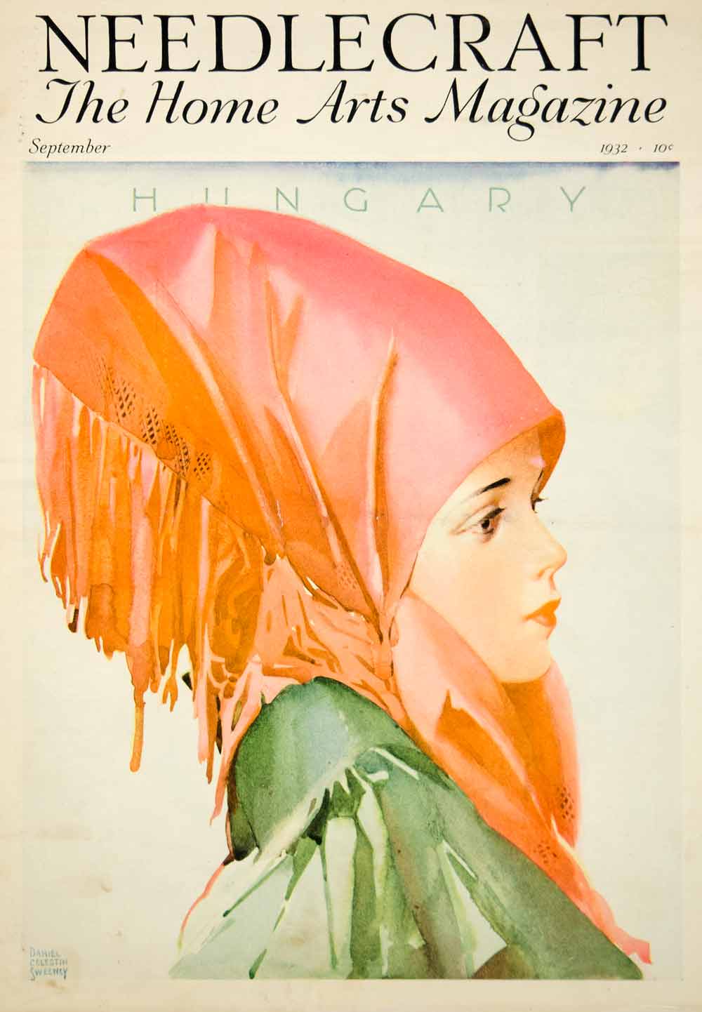 1932 Cover Needlecraft Daniel Celestin Sweeney Art Hungarian Woman Portrait YNM6