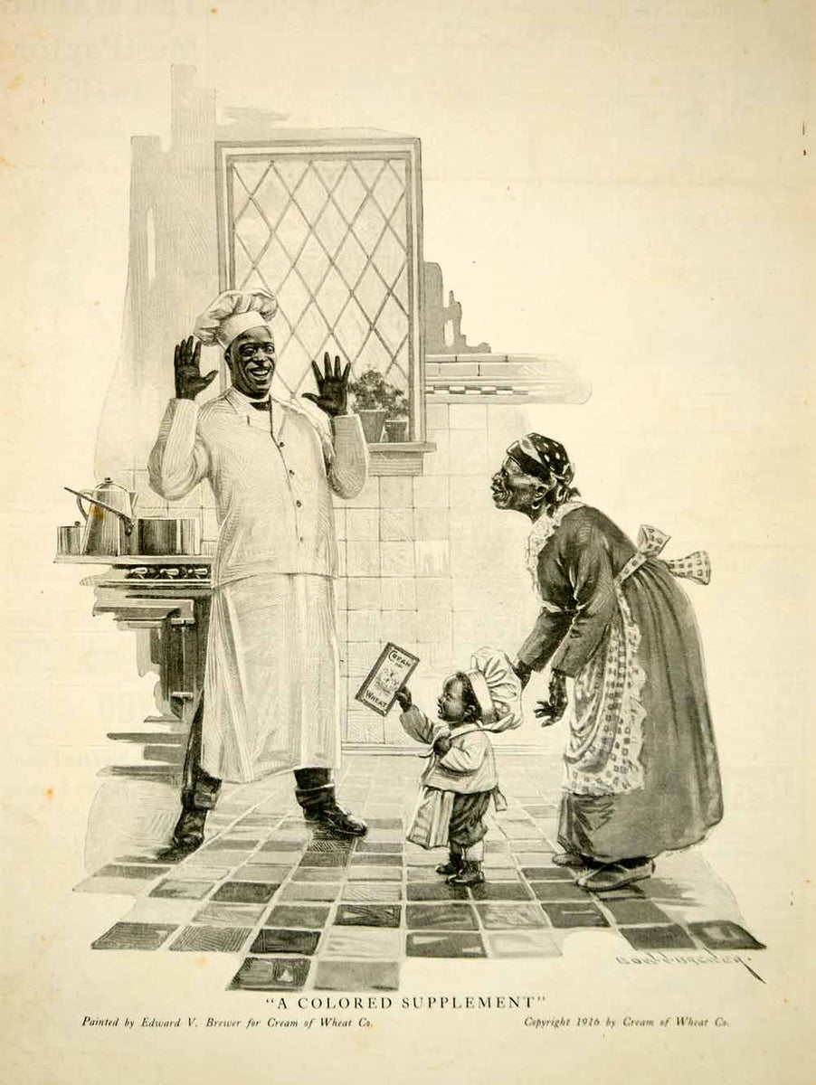 Chef Rastus 1916 Ad Cream of Wheat Black Americana Chef Rastus Baby Edward Brewer ...