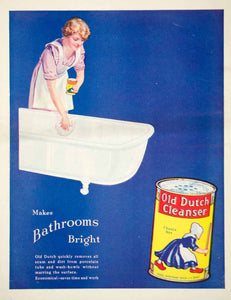 1922 Ad Vintage Old Dutch Cleanser Housewife Apron Cleaning Bathroom Tub YNM6