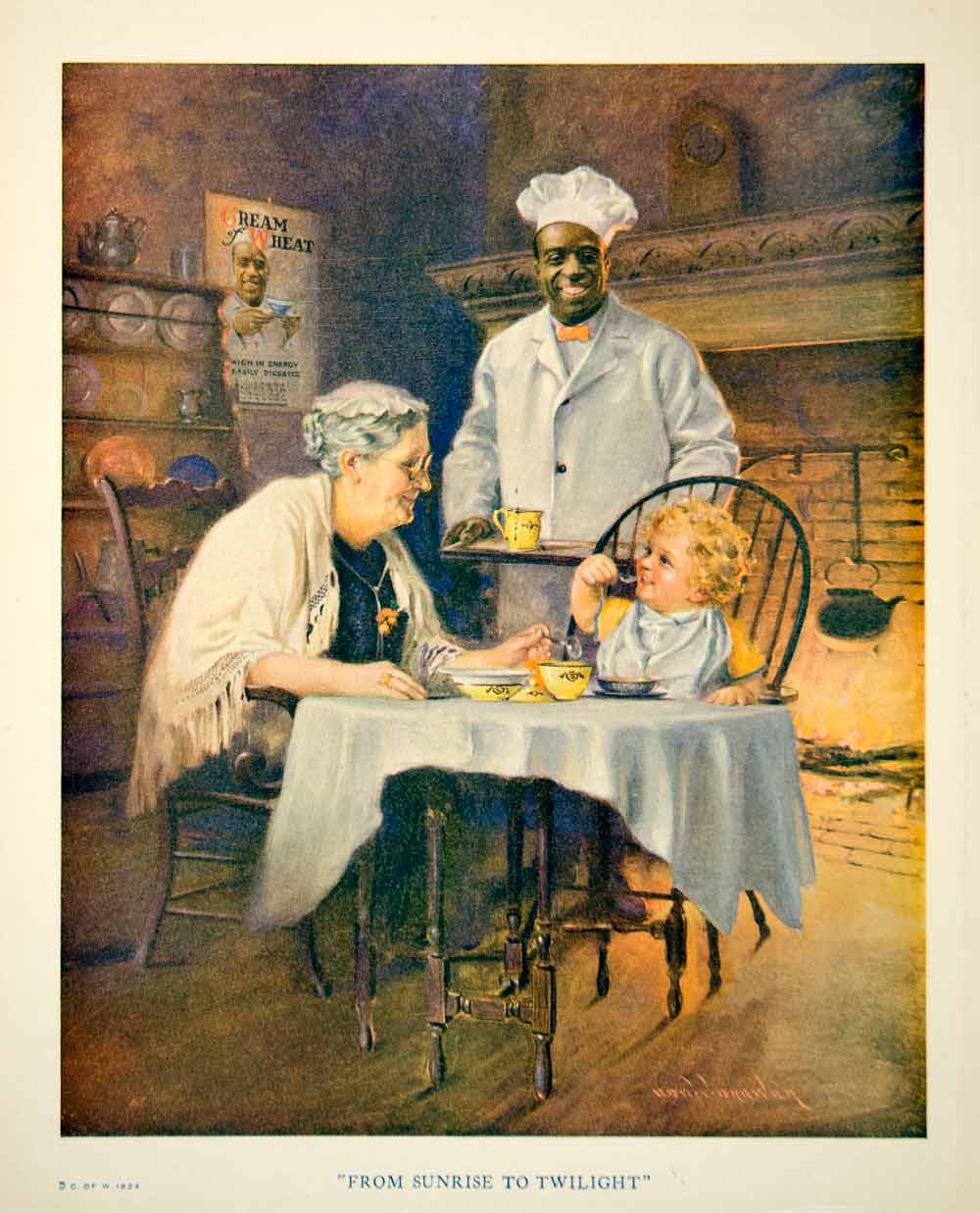 1924 Ad Cream of Wheat Cereal Chef Rastus Grandmother Child Edward V Brewer YNM6