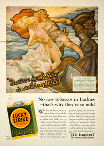 1932 Ad Lucky Strike Cigarettes Harland Frazer Art Eric the Red Viking Girl YNM6