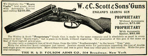 1910 Ad WC Scott Double Barrel Shotgun HD Folsom 314 Broadway New York YNS1