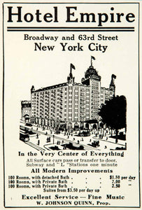 1910 Ad Hotel Empire Broadway 63rd St New York City Urban Hospitality YNS1