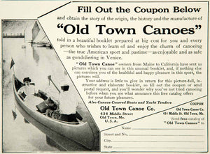1910 Ad Old Town Canoe 434 Middle St Maine Sporting Goods Lake Outdoors YNS1