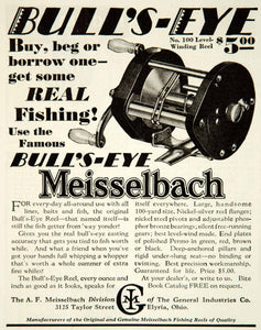 1931 Ad Meisselbach Bullseye Fishing Reel Rod 3125 Taylor St Elyria OH YNS1