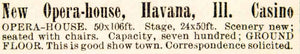 1886 Ad Antique Opera House Casino Havana Illinois Vaudeville Theatre Stage YNY1