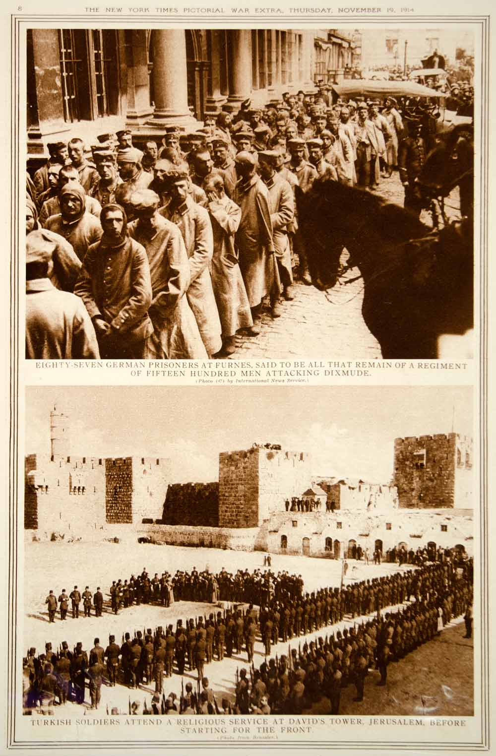 1914 Rotogravure World War I German Prisoners Turkish Soldiers Jerusalem YNY2