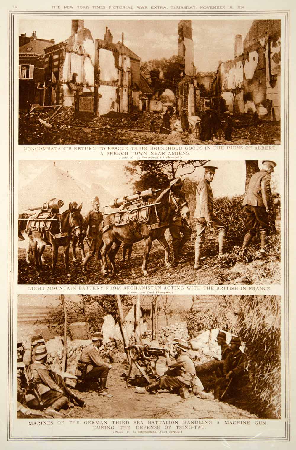 1914 Rotogravure World War I France Afghanistan Gun Battery German Marines YNY2
