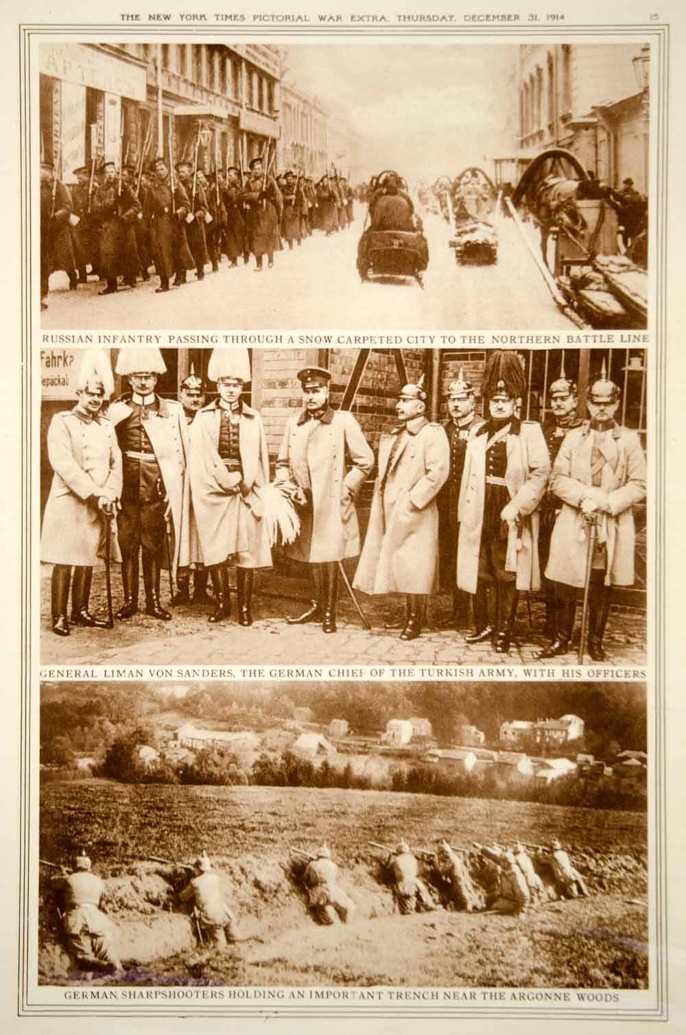 1914 Rotogravure WWI Russian Army General Otto Liman von Sanders Argonne YNY2