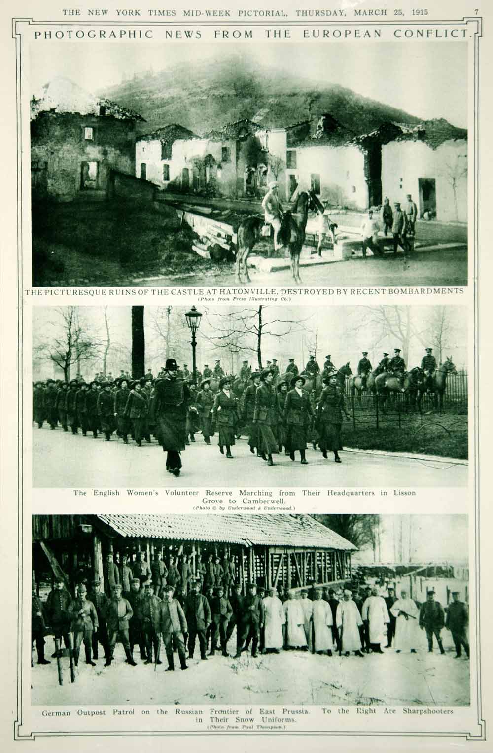 1915 Rotogravure WWI English Women's Volunteer Reserve German Sharpshooters YNY2