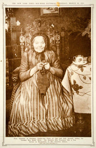 1915 Rotogravure Frau Augstein Old Lady Knitting German War Relief Work WWI YNY2