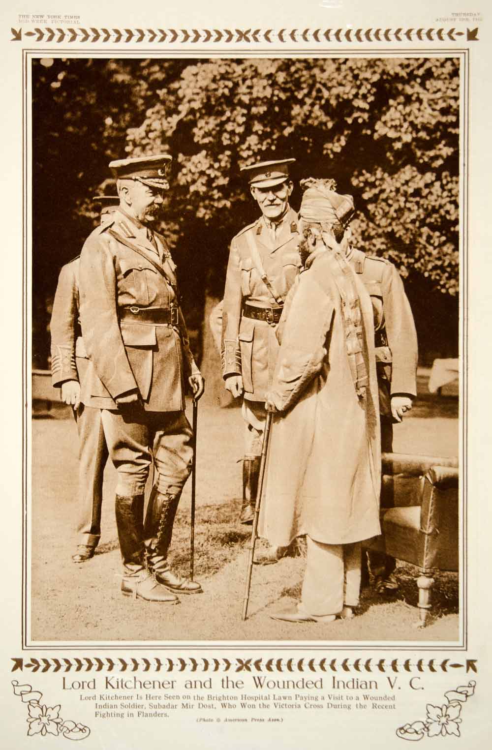1915 Rotogravure World War I Lord Kitchener Subadar Mir Dost Victoria Cross YNY2