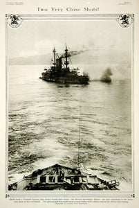 1915 Rotogravure World War I Albion British Battleship Under Turkish Fire YNY2
