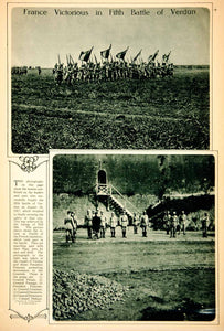 1917 Rotogravure WWI Fifth Battle Verdun French Soldiers Generals Hill 304 YNY3