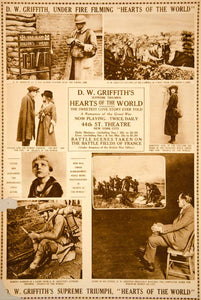 1918 Ad Movie Hearts of the World WWI Silent Film D W Griffith Dorothy Gish YNY4