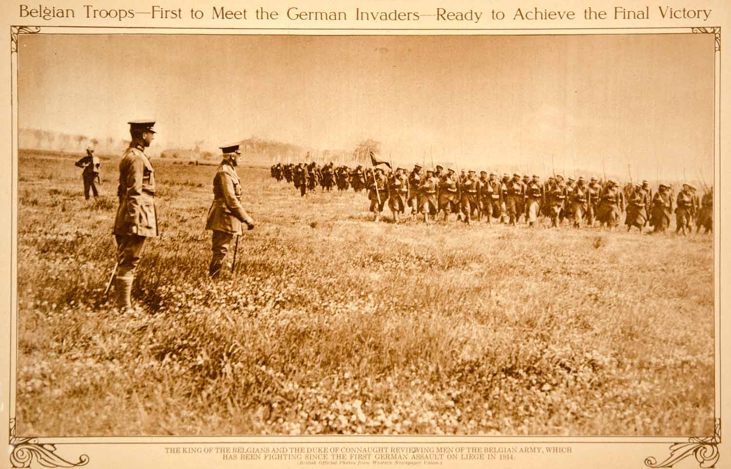 1918 Rotogravure WWI Albert I King Belgium Duke of Connaught Belgian Army YNY4