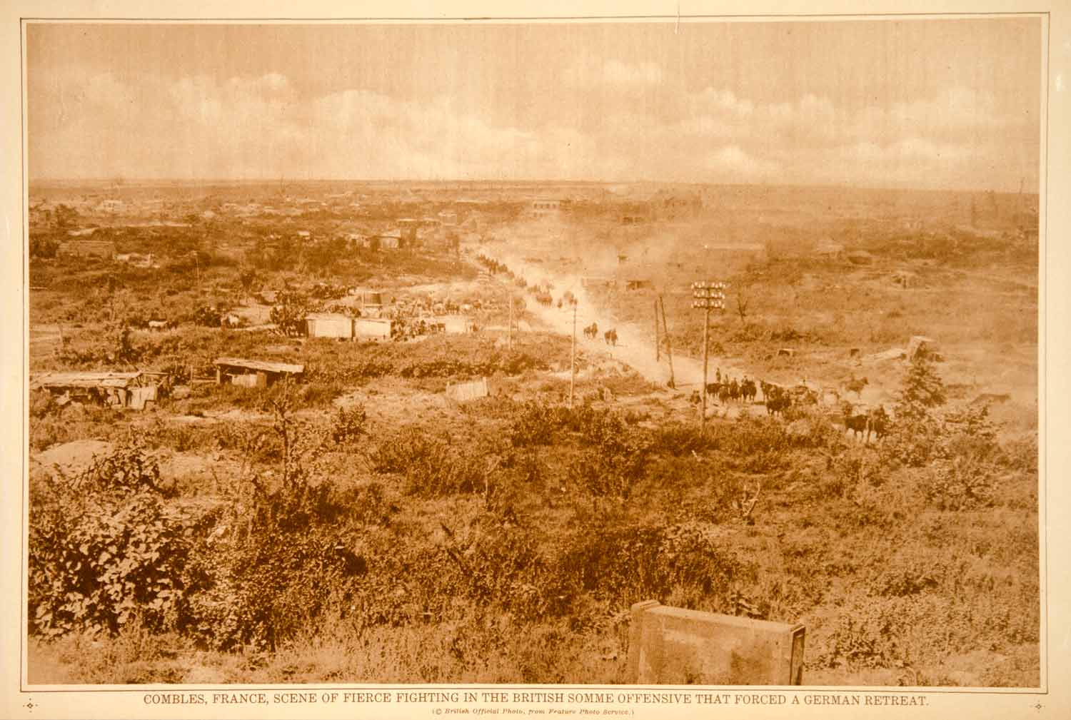 1918 Rotogravure World War I Combles France British Army Somme Offensive YNY4