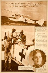 1918 Rotogravure WWI Flying Ambulance Aviation Medicine Theodore C. Lyster YNY4