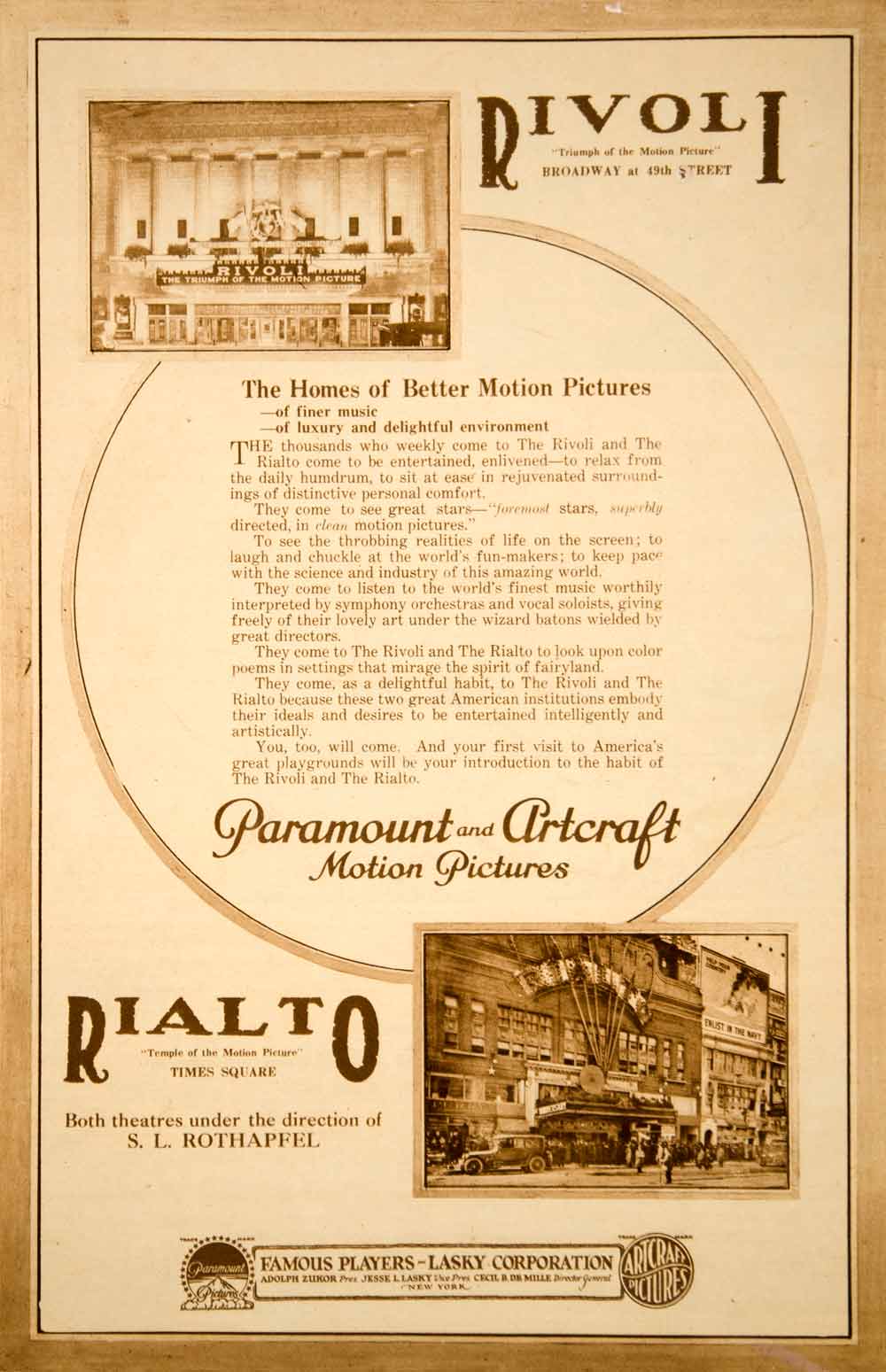 1918 Ad New York City Rialto Rivoli Movie Palace Theatre Silent Film Era YNY4