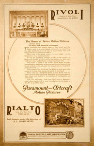 1918 Ad New York City Rialto Rivoli Movie Palace Theatre Silent Film Era YNY4
