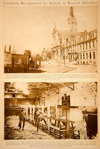 1918 Rotogravure World War I Cambrai France Cityscape Ruins Movie Theatre YNY4