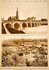 1918 Rotogravure WWI Metz Alsace-Lorraine Cityscape Bridge Architecture YNY4