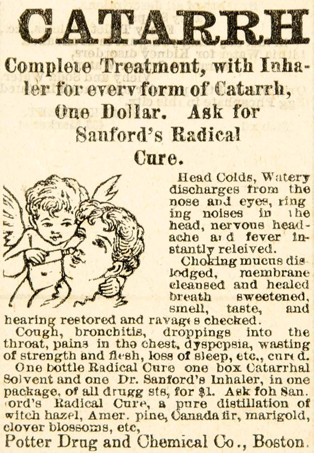 1886 Ad Sanford's Radical Cure Medical Quackery Potter Drug & Chemical Co. YOA1