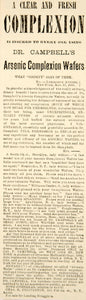 1886 Ad Antique Dr Campbells Arsenic Complexion Wafer Testimonials Quackery YOA1