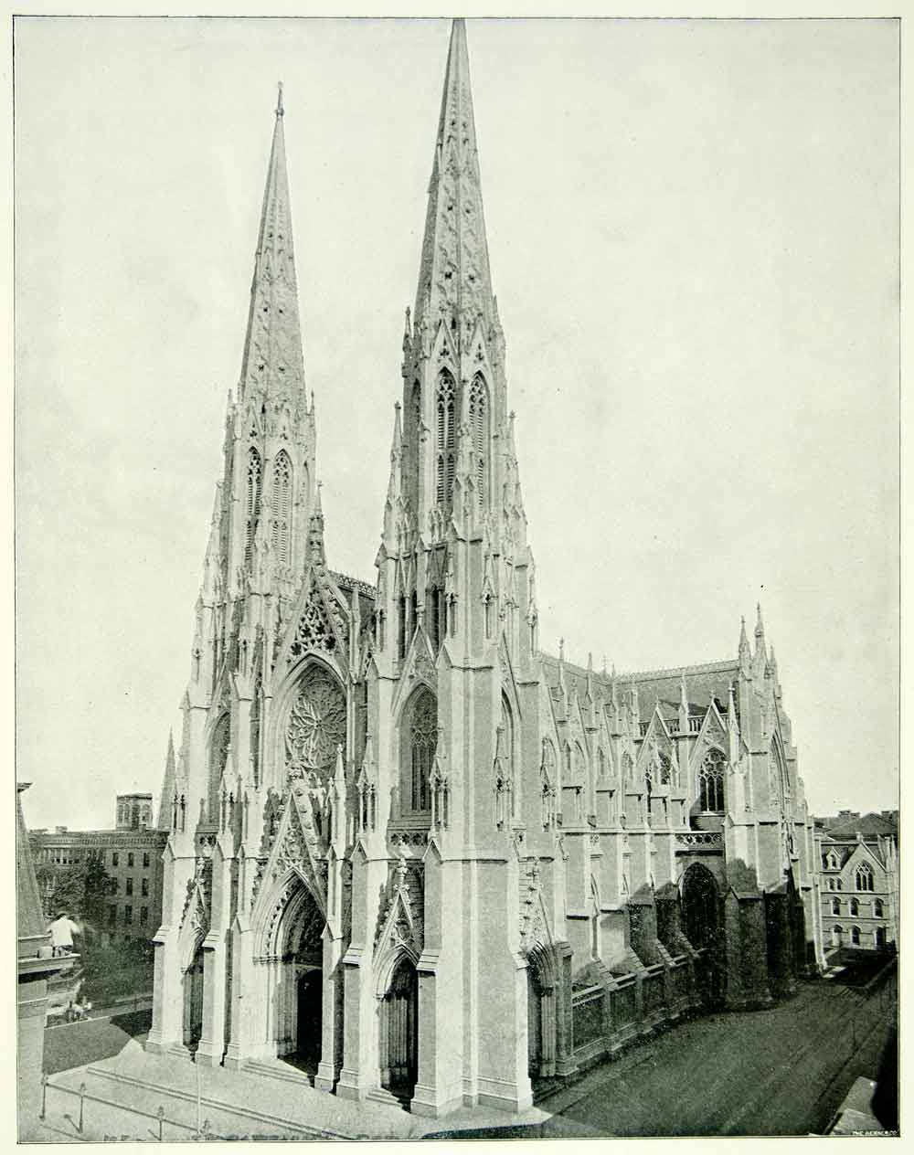1894 Print St Patricks Cathedral Fifth Avenue New York Neo-Gothic YOC1