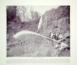 1894 Print Hydraulic Gold Mining Washing California Miners Mining Historic YOC2