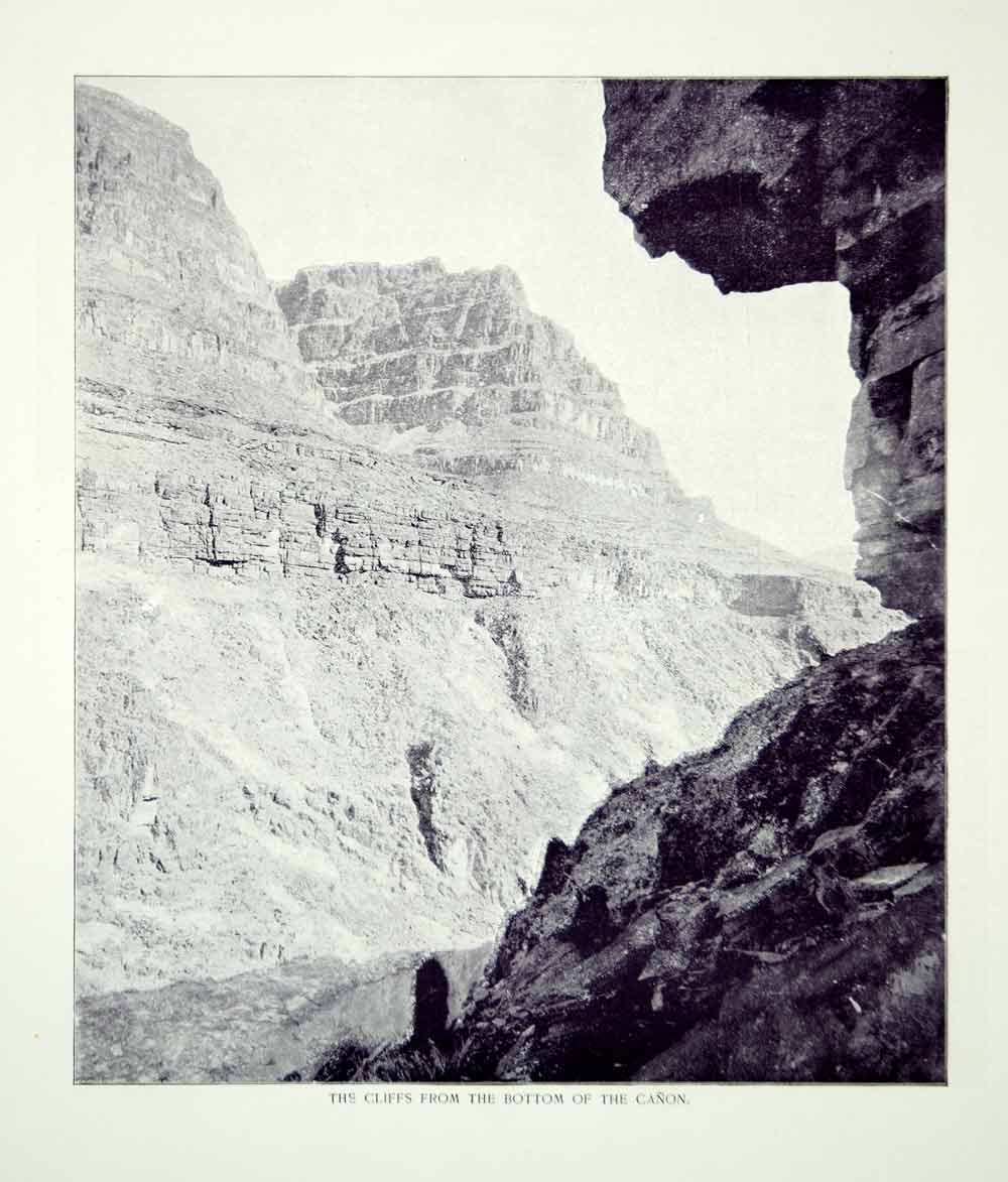 1894 Print Cliffs Grand Canyon National Park Bottom Landscape Historic View YOC2
