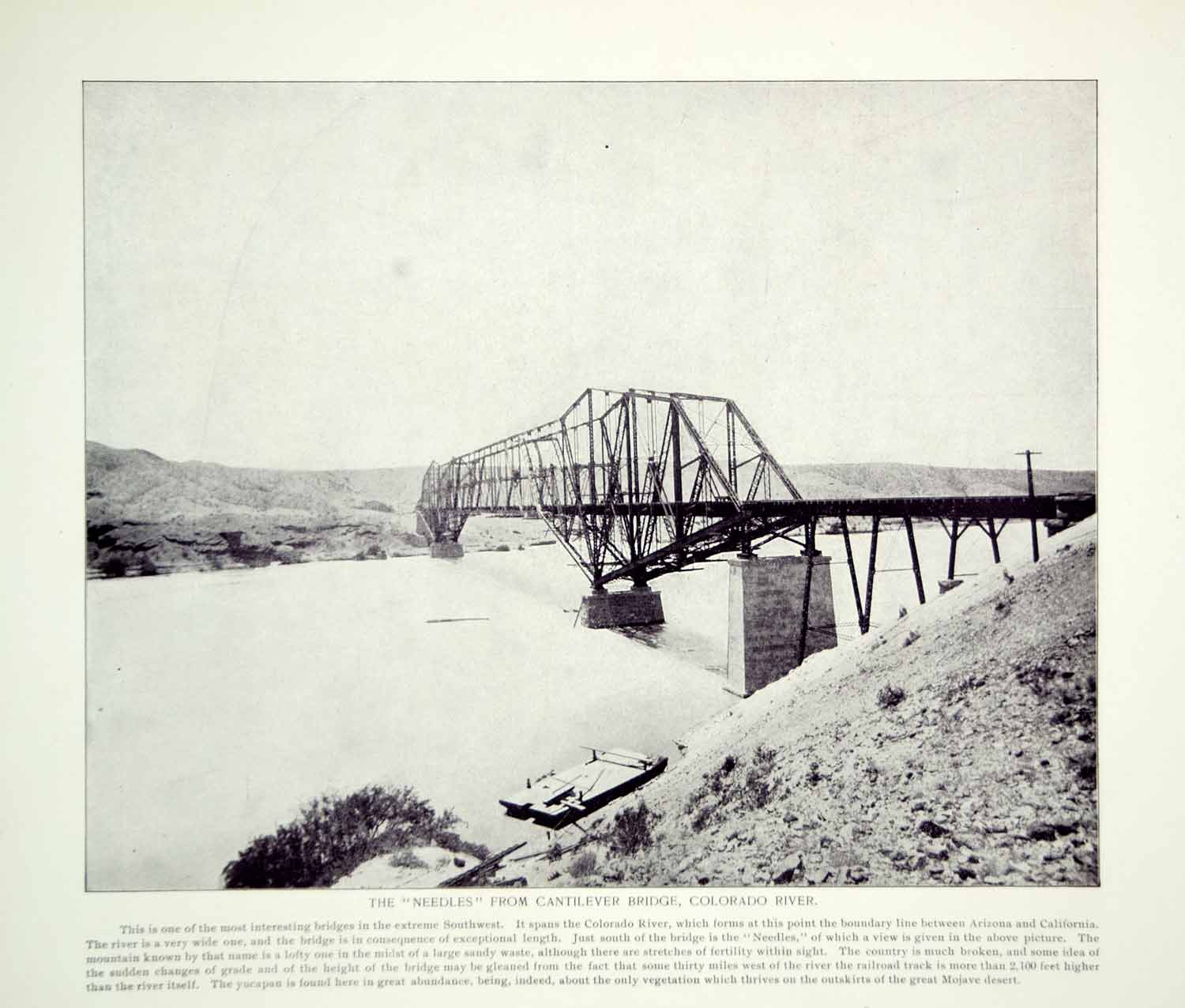 1894 Print Cantilever Bridge Colorado River Arizona California Landscape YOC2