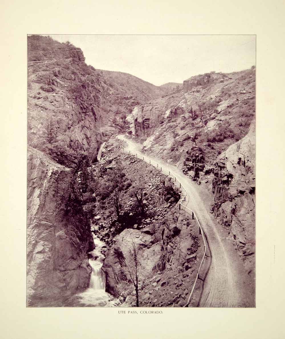 1894 Print Ute Pass Colorado Road Canyon Rocky Mountains Landscape Historic YOC2