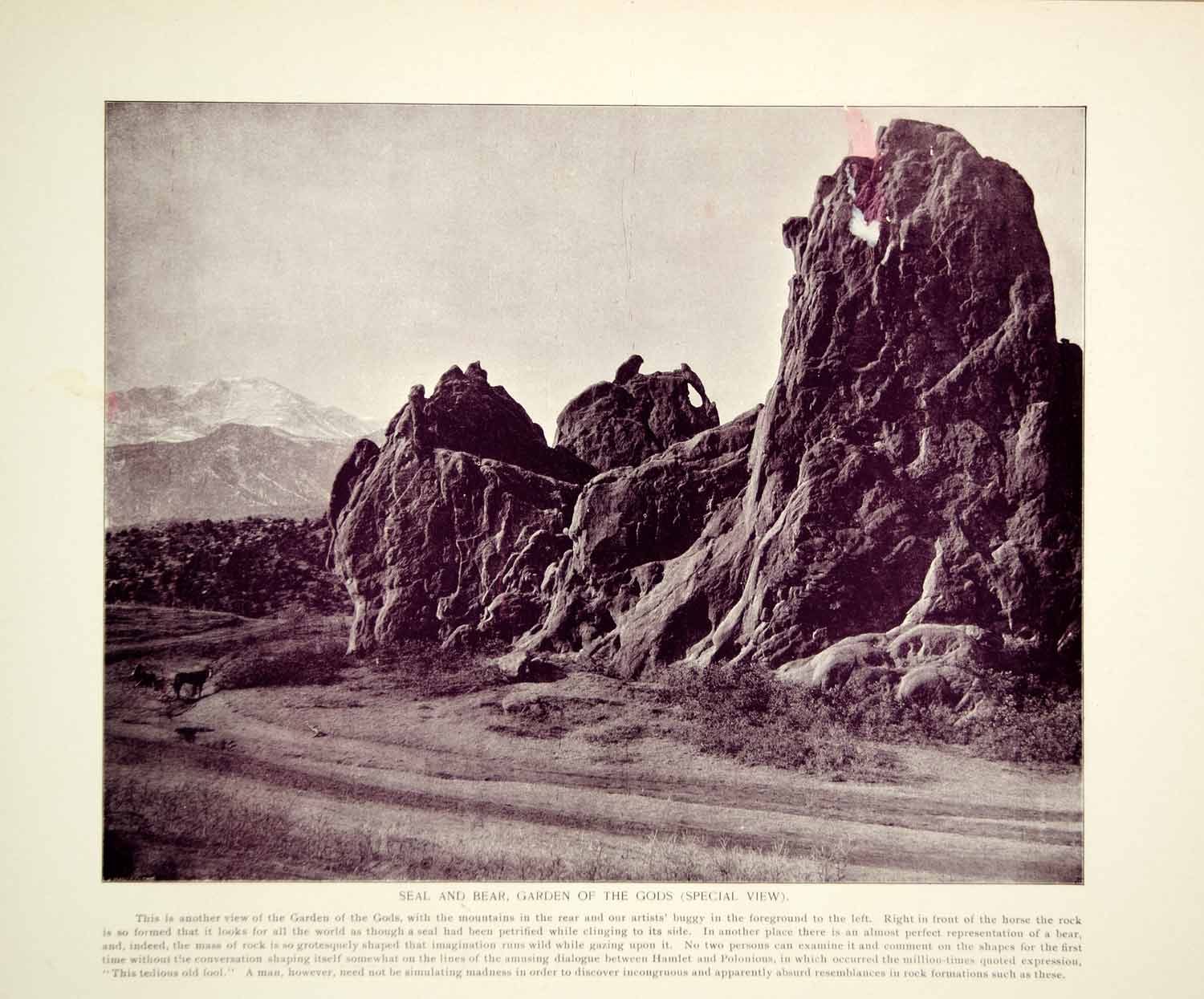 1894 Print Garden of the Gods Seal Bear Rock Formations Colorado Springs YOC2
