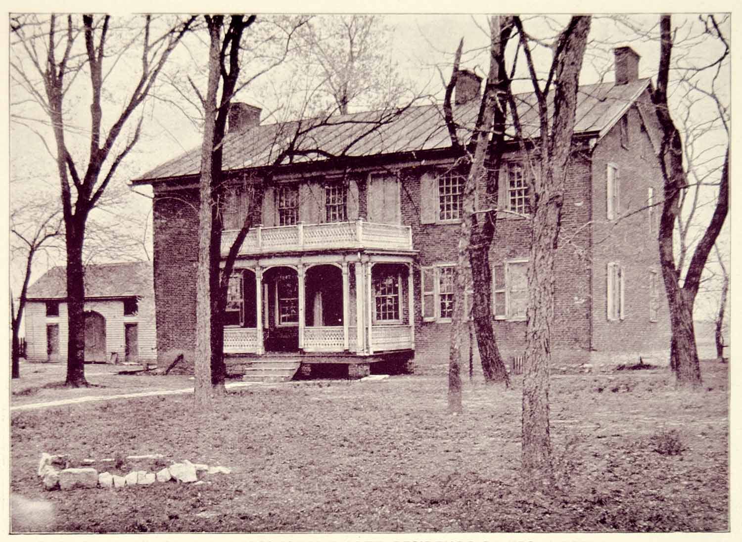1894 Print Nicholas Jarrot Mansion Cahokia IL Brick House Historic Landmark YOC2
