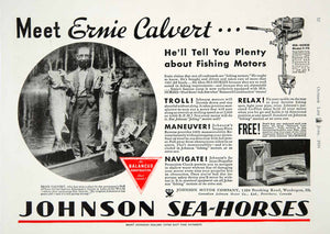 1934 Ad Johnson Sea Horse Model F-70 Outboard Boat Motor Engine Fishing YOL1