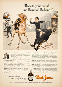 1942 Ad Frankfort Paul Jones Whiskey Liquor Alcohol Camel Zookeeper YOL1