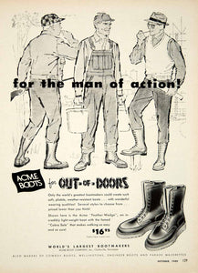 1959 Ad Acme Out-Of-Doors Feather Wedge Boots Shoes Footwear Clothing YOL1