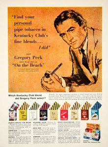 1959 Ad Kentucky Club Pipe Tobacco Gregory Peck Movie Star Smoking Film YOL1