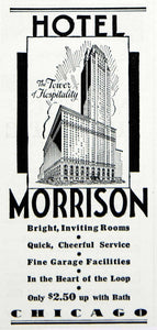 1934 Ad Hotel Morrison Chicago IL Travel Tourism Lodging Motel Resort YOL1