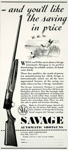1934 Ad Savage Automatic Shotgun Duck Hunting Sportsman Firearm Utica NY YOL1