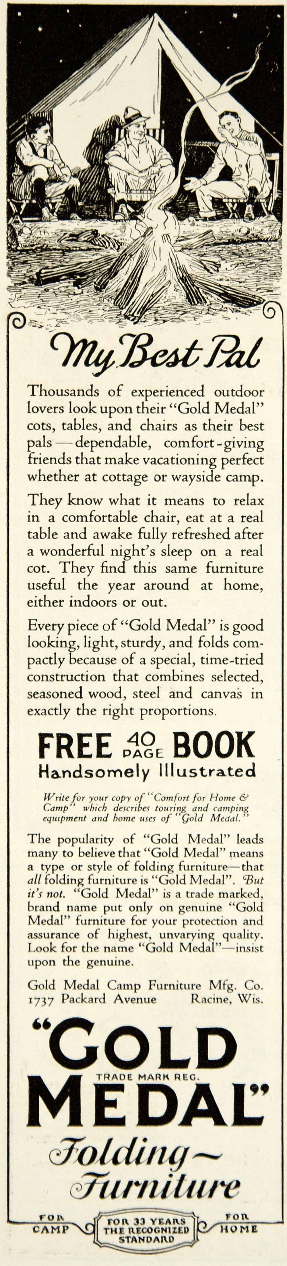 1925 Ad Gold Medal Camping Furniture 1737 Packard Ave Racine WI Sporting YOR1