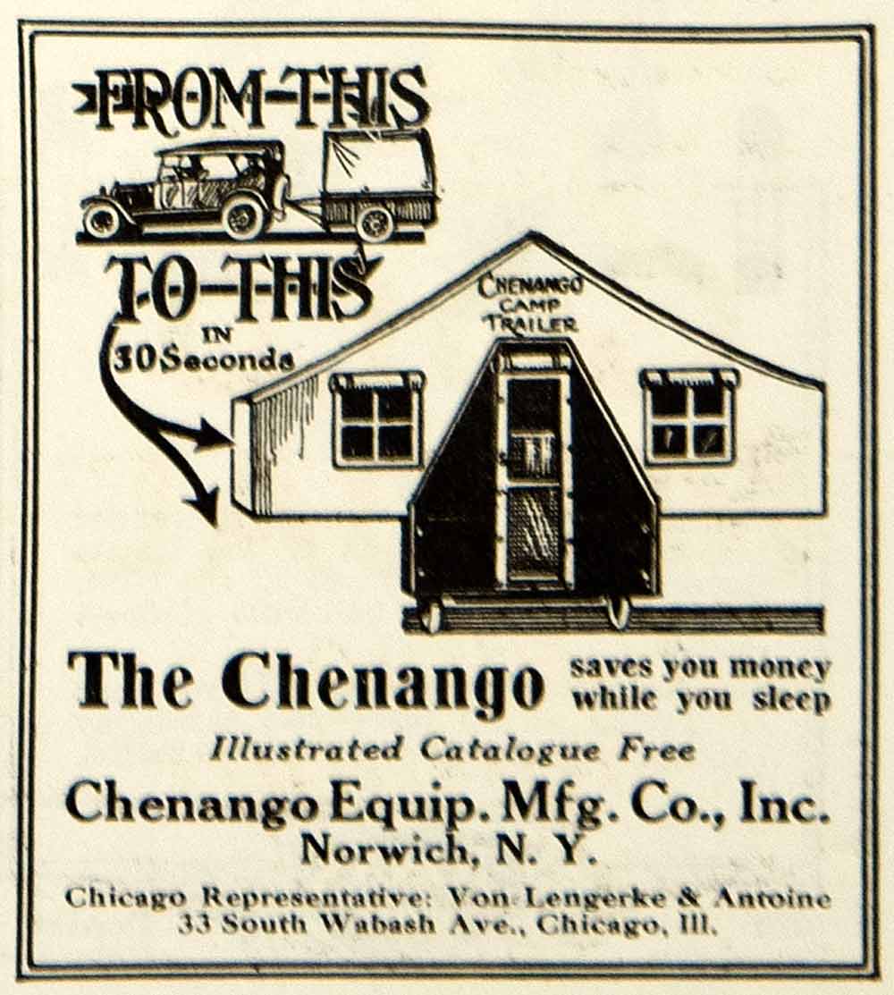 1925 Ad Chenango Camp Trailer Von Lengerke Antoine 33 S Wabash Ave Chicago YOR1