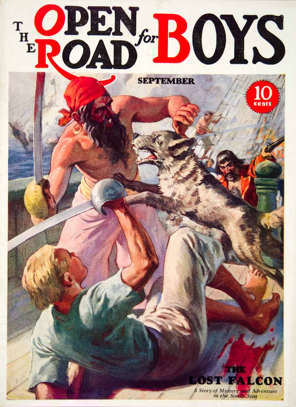 1932 Cover Open Road Boys Page Trotter Pirate Dog Ship Swords Fight Blood YOR2