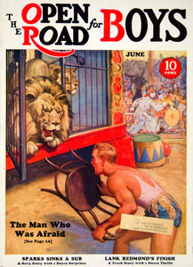 1933 Cover William Eaton Lion Tamer Circus Open Road Boys Cage Clown Ring YOR2