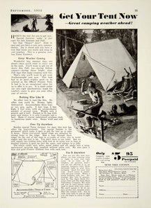 1932 Ad Pioneer Featherweight Tent Camping Outdoors Roughing It Club Fire YOR2
