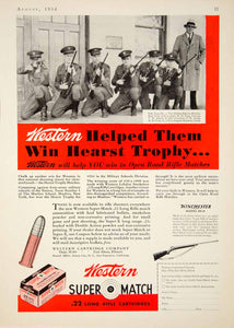 1934 Ad Western Super Match .22 Long Rifle Cartridges Winchester Manlius YOR2