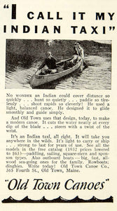 1932 Ad Native American Indian Canoe Old Town Sailing Boat 365 Fourth YOR2